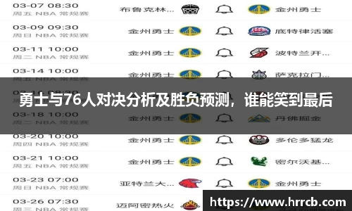 开云kaiyun勇士与76人对决分析及胜负预测，谁能笑到最后